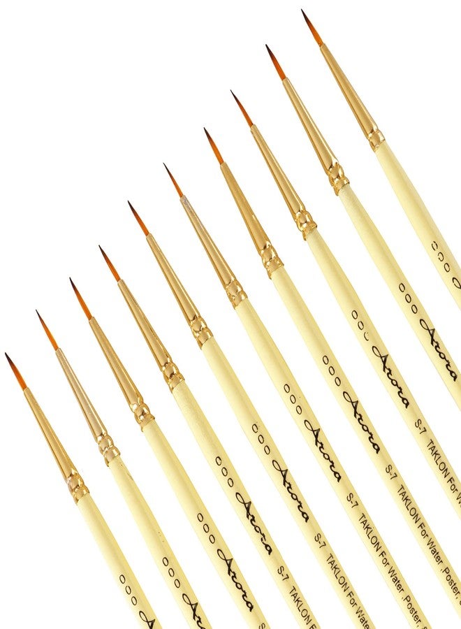 Arora Detail and Script Liner Round Paintbrush of 000 Number Fine Set of 10 for Watercolor, Acrylic and Intricate Painting Yellow, Wood - Image 3